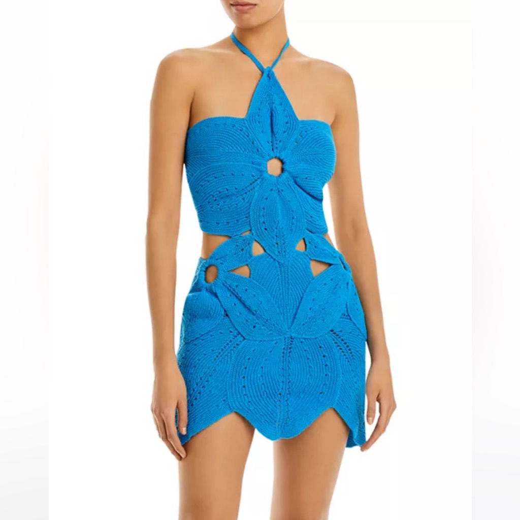 Cult Gaia Floreana Knit Dress In Lake Blue